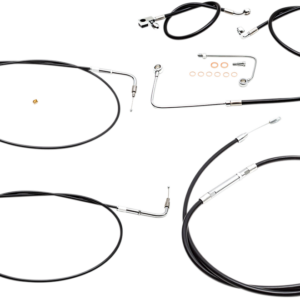 Handlebar Cable/Brake Line Kit - 15" - 17" Ape Hanger Handlebars - Black Vinyl