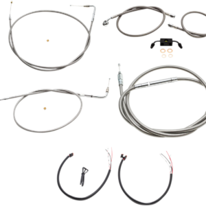 Handlebar Cable/Brake Line Kit - Complete - 12" - 14" Handlebars - Stainless