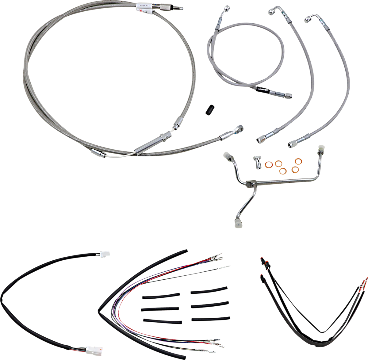 Handlebar Cable/Brake Line Kit - Complete - 16" Ape Hanger Handlebars - Stainless Steel - Image 2