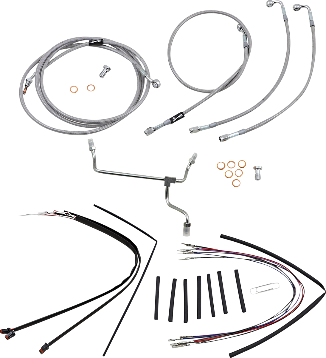 Handlebar Cable/Brake Line Kit - Complete - 16" Ape Hanger Handlebars - Stainless Steel