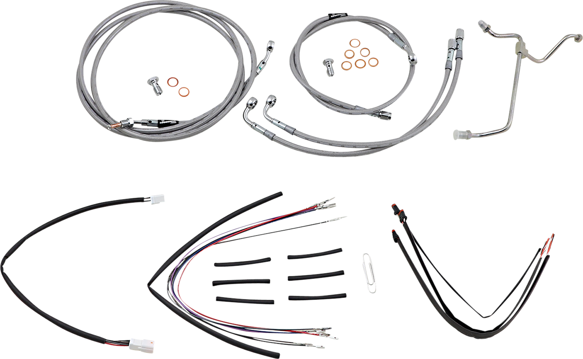 Handlebar Cable/Brake Line Kit - Complete - 18" Ape Hanger Handlebars - Stainless Steel - Image 2