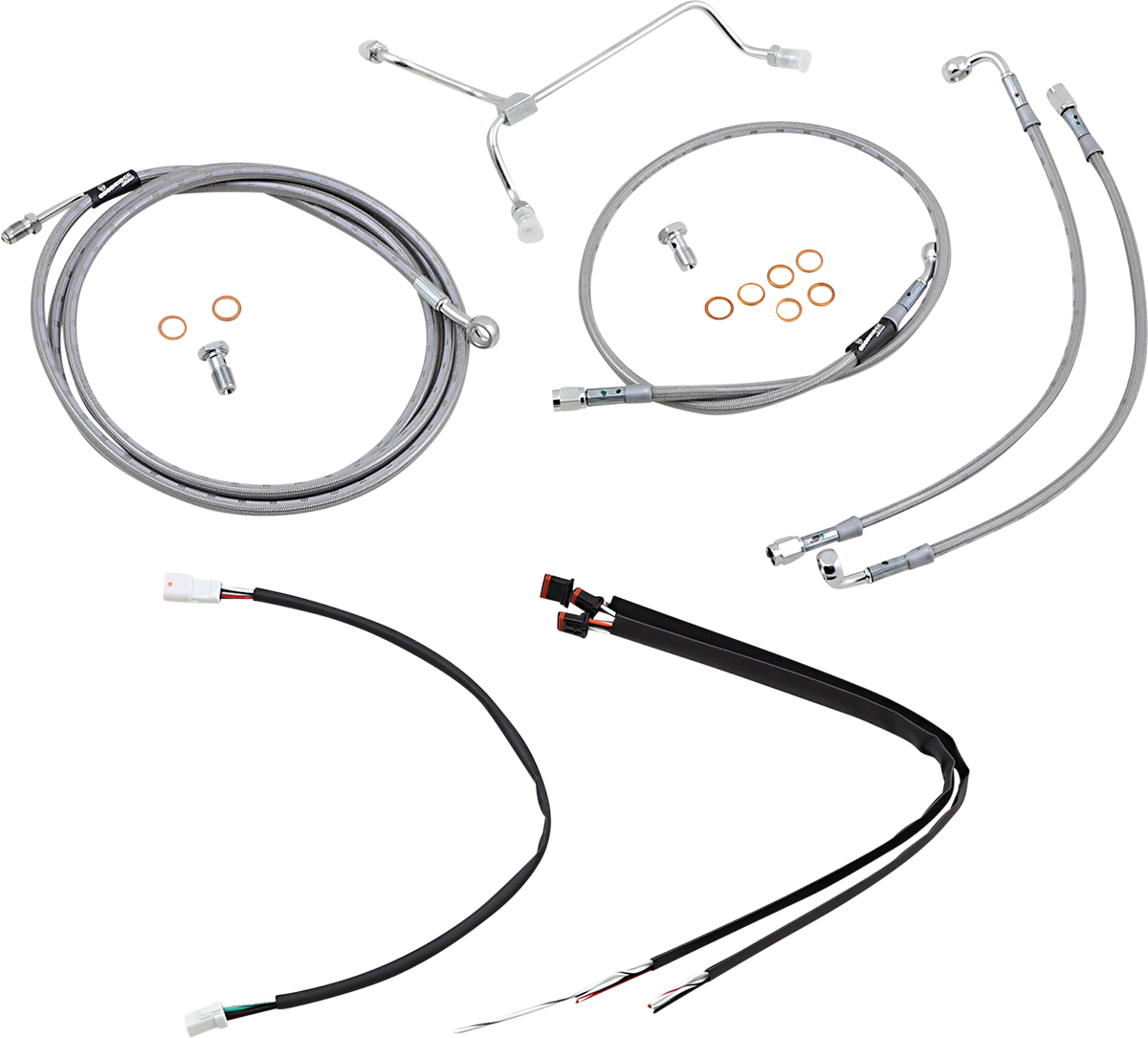 Handlebar Cable/Brake Line Kit - Complete - 14" Ape Hanger Handlebars - Stainless Steel - Image 2
