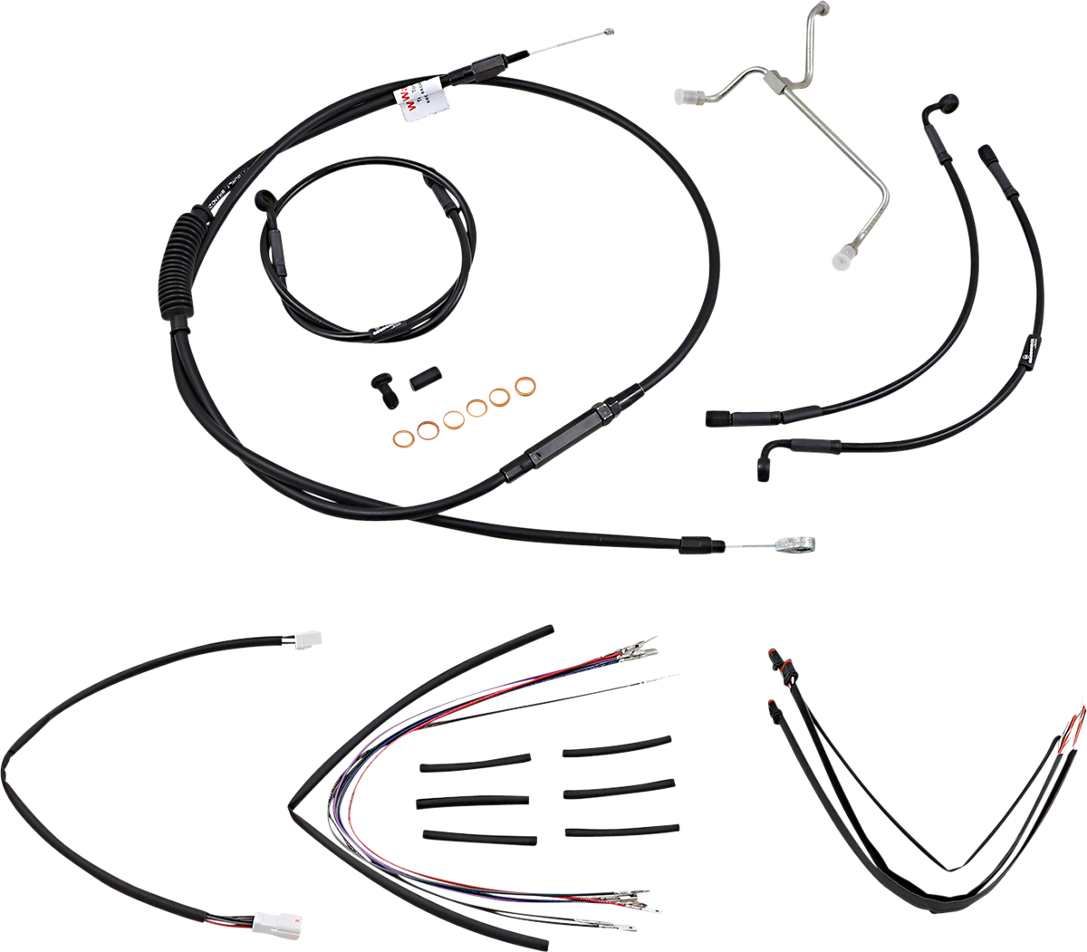 Complete Black Vinyl Handlebar Cable/Line Kit for Ape Hanger Handlebars - 14" - Image 2