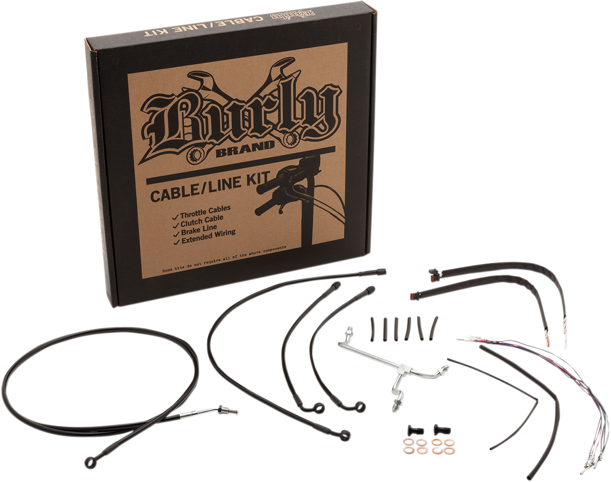 Complete Black Vinyl Handlebar Cable/Line Kit for Ape Hanger Handlebars - 14"