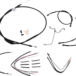 Complete Black Vinyl Handlebar Cable/Line Kit for Ape Hanger Handlebars - 16"
