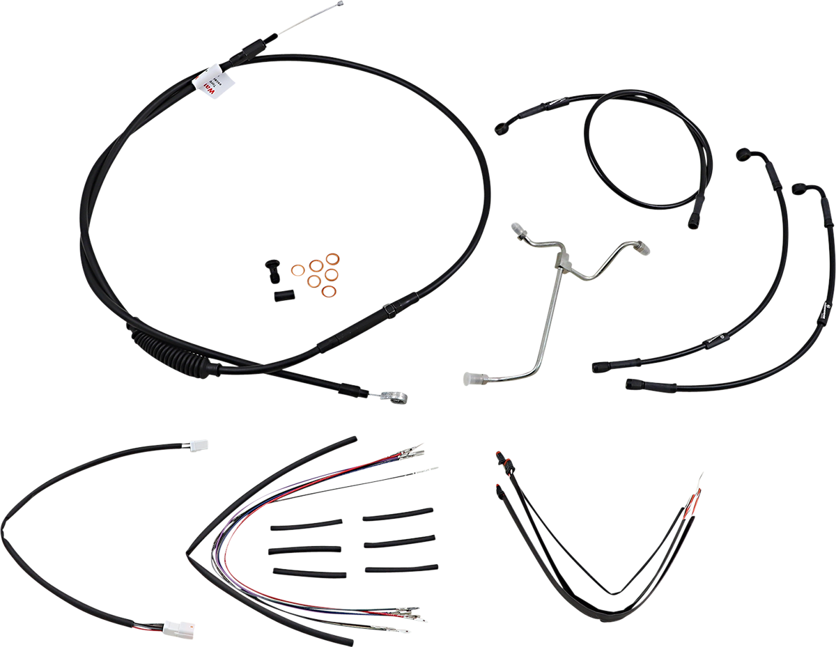 Complete Black Vinyl Handlebar Cable/Line Kit for Ape Hanger Handlebars - 16"