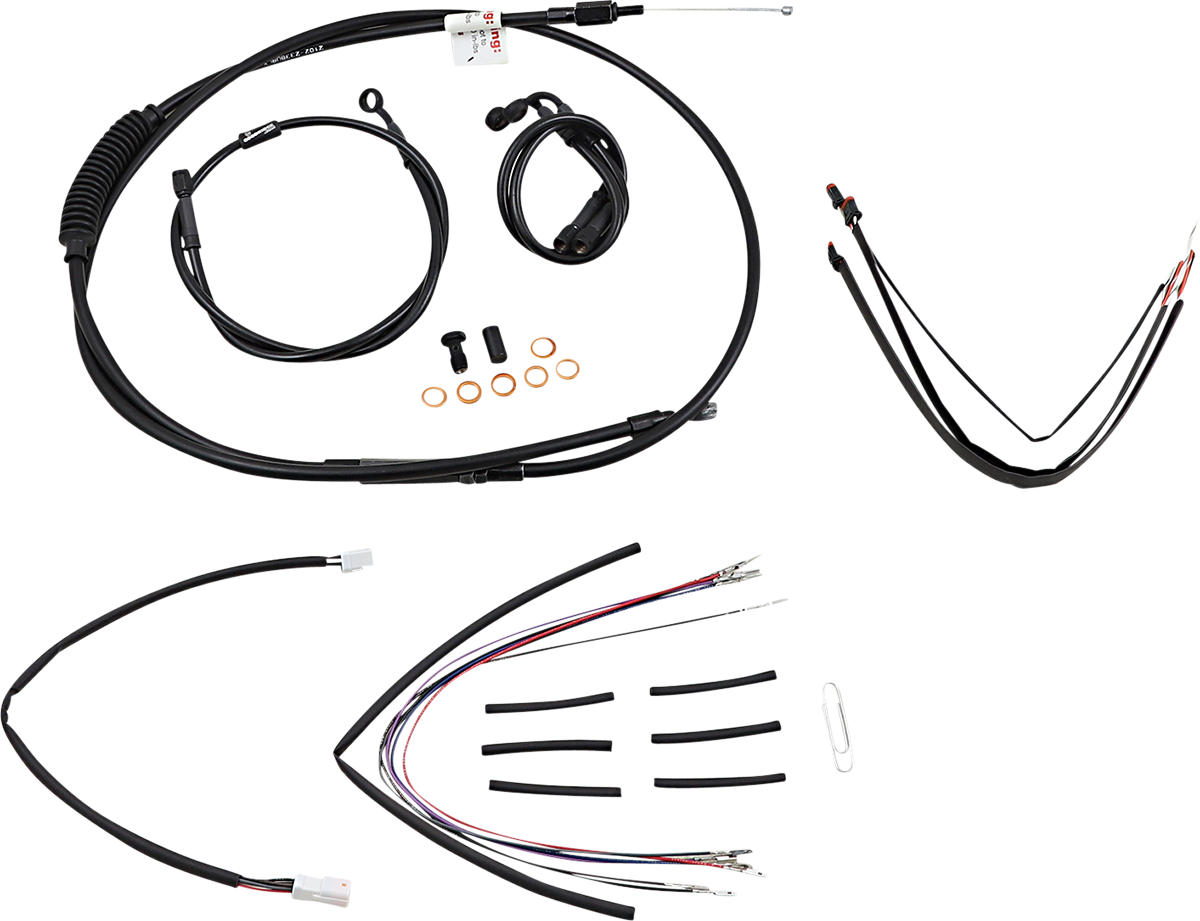 Complete Black Vinyl Handlebar Cable/Line Kit for Ape Hanger Handlebars - 18" - Image 2