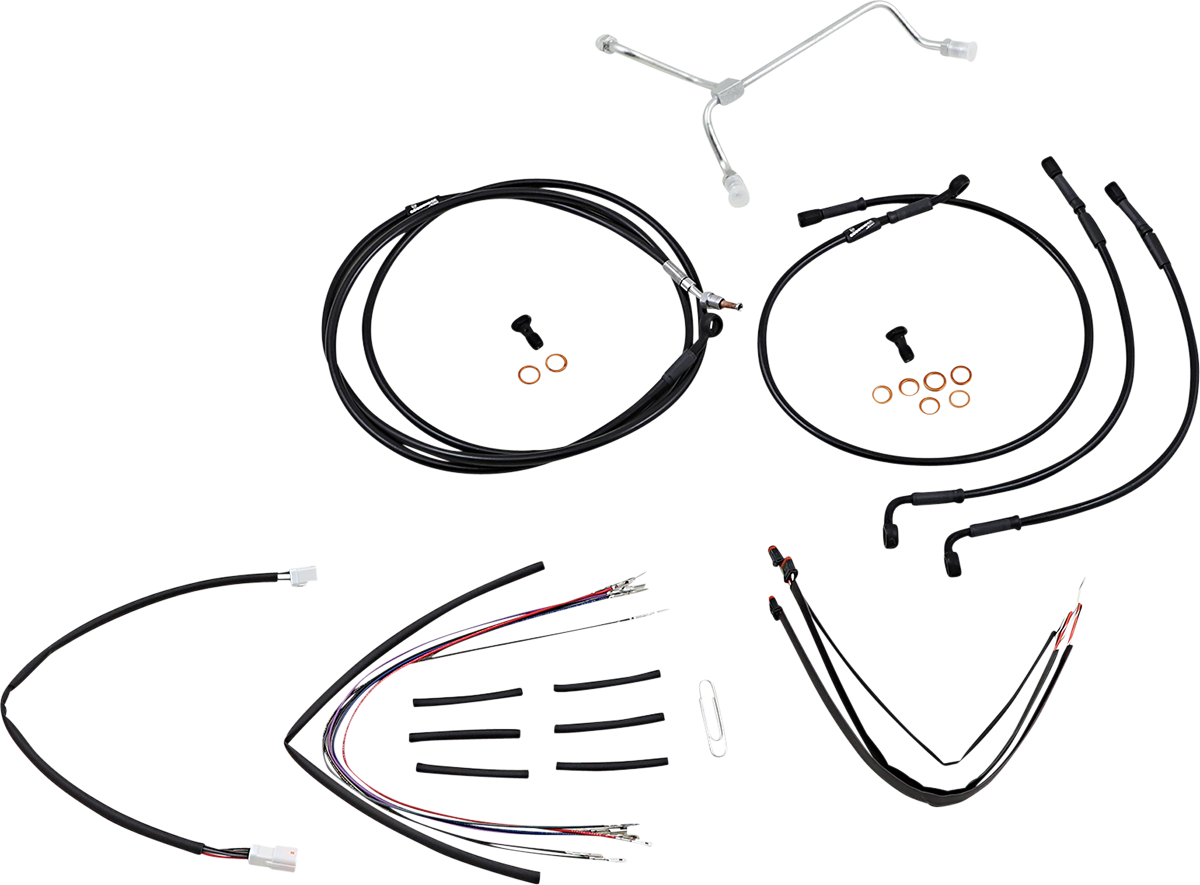 Complete Black Vinyl Handlebar Cable/Line Kit for Ape Hanger Handlebars - 14" - Image 2