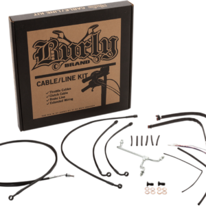 Complete Black Vinyl Handlebar Cable/Line Kit for Ape Hanger Handlebars - 14"