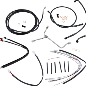 Complete Black Vinyl Handlebar Cable/Line Kit for Ape Hanger Handlebars - 16"