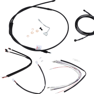 Complete Black Vinyl Handlebar Cable/Line Kit for Ape Hanger Handlebars - 18"