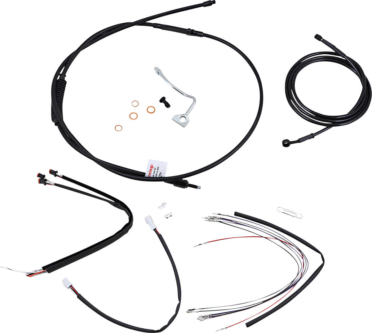Complete Black Vinyl Handlebar Cable/Line Kit for Ape Hanger Handlebars - 16" - ABS