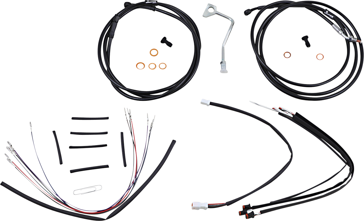 Complete Black Vinyl Handlebar Cable/Line Kit for Ape Hanger Handlebars - 14" - ABS - Image 2