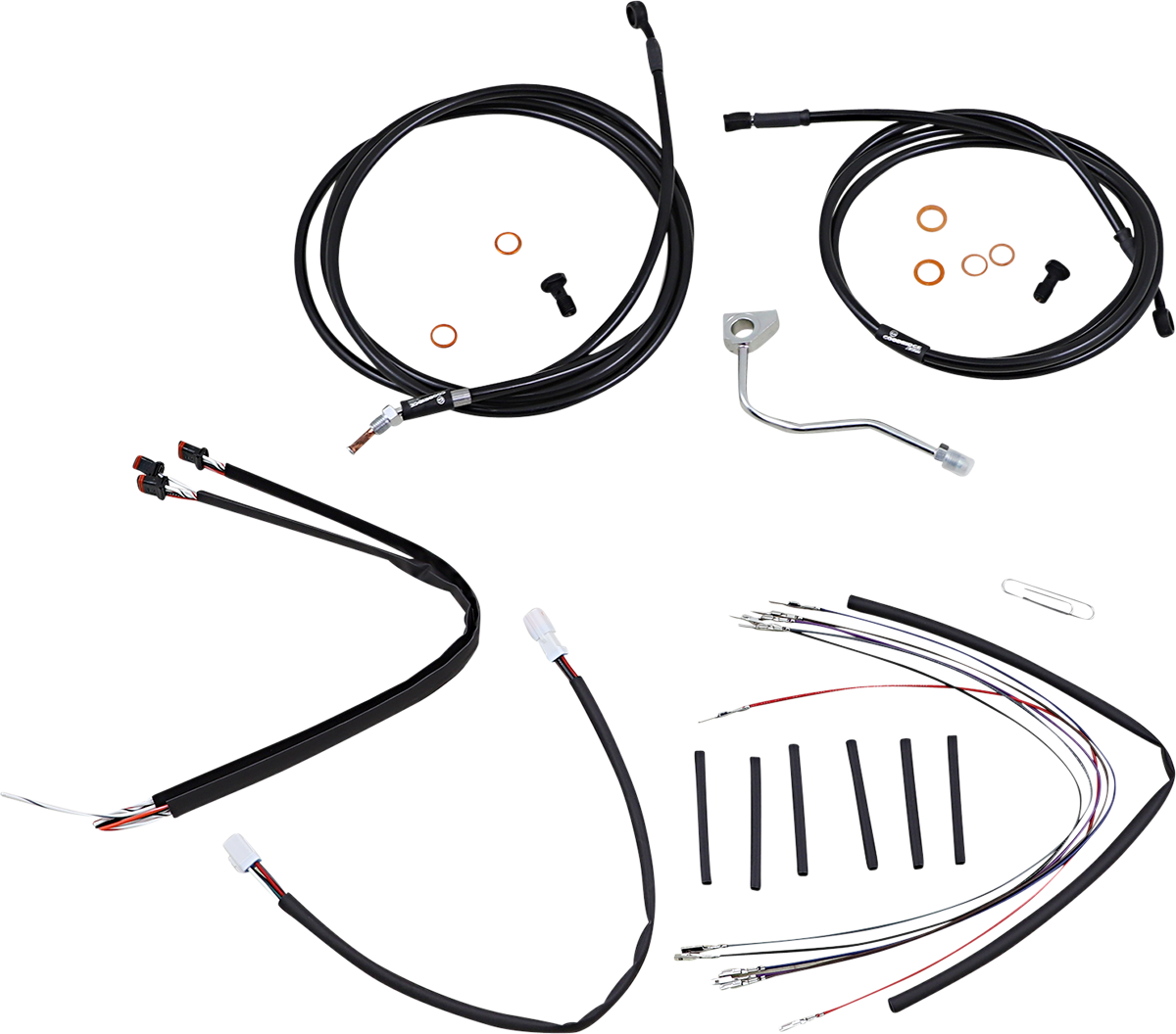 Complete Black Vinyl Handlebar Cable/Line Kit for Ape Hanger Handlebars - 18" - ABS
