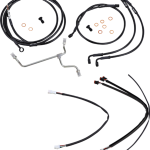 Complete Black Vinyl Handlebar Cable/Line Kit for Ape Hanger Handlebars - 14"