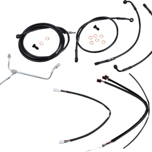 Complete Black Vinyl Handlebar Cable/Line Kit for Ape Hanger Handlebars - 16"