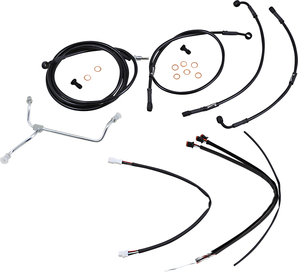 Complete Black Vinyl Handlebar Cable/Line Kit for Ape Hanger Handlebars - 16"