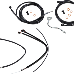 Complete Black Vinyl Handlebar Cable/Line Kit for Ape Hanger Handlebars - 14" - ABS