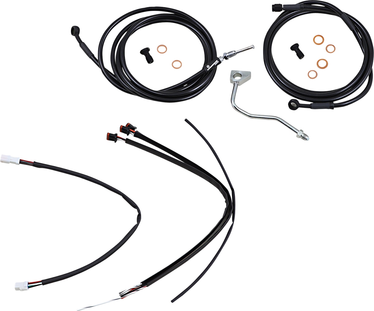 Complete Black Vinyl Handlebar Cable/Line Kit for Ape Hanger Handlebars - 16" - ABS