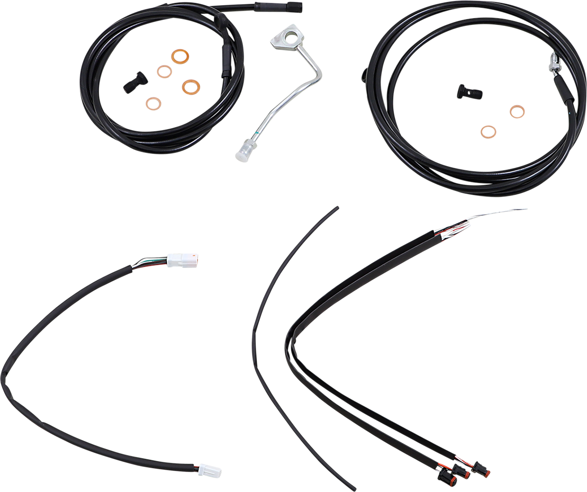 Complete Black Vinyl Handlebar Cable/Line Kit for Ape Hanger Handlebars - 18" - ABS - Image 2