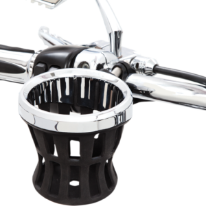 Drink Holder - 1-1/4" Handlebar Mount - Chrome/Black Clamp