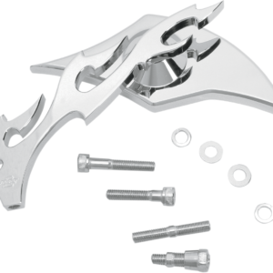 Mirror - Flame - Side View - Milled - Oblong - Chrome - Left