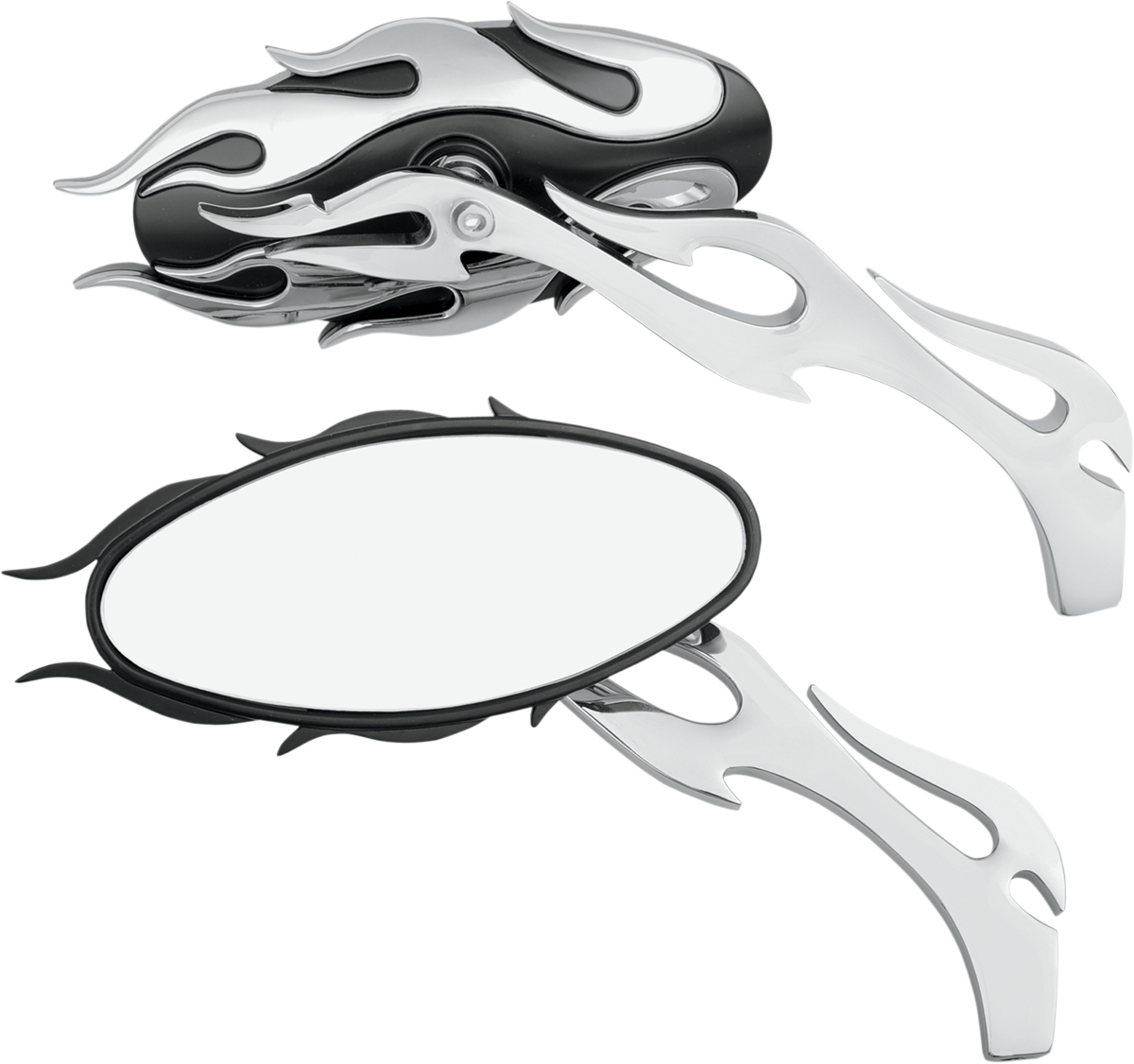 Flame Oval Mirror - Black/Chrome - Image 2