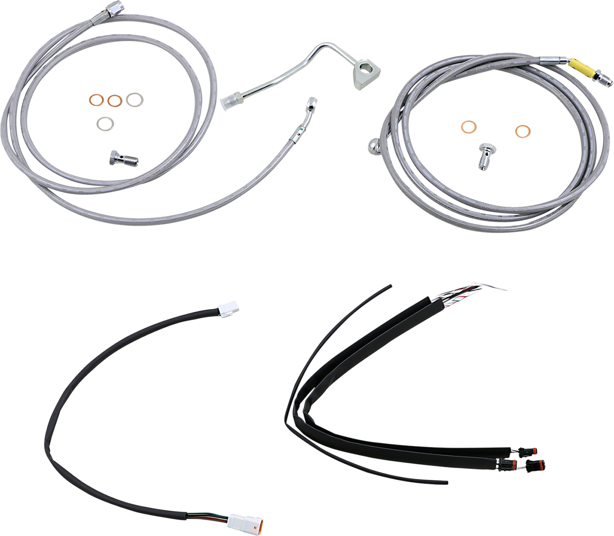 Handlebar Cable/Brake Line Kit - Complete - 15" Ape Hanger Handlebars - Stainless Steel