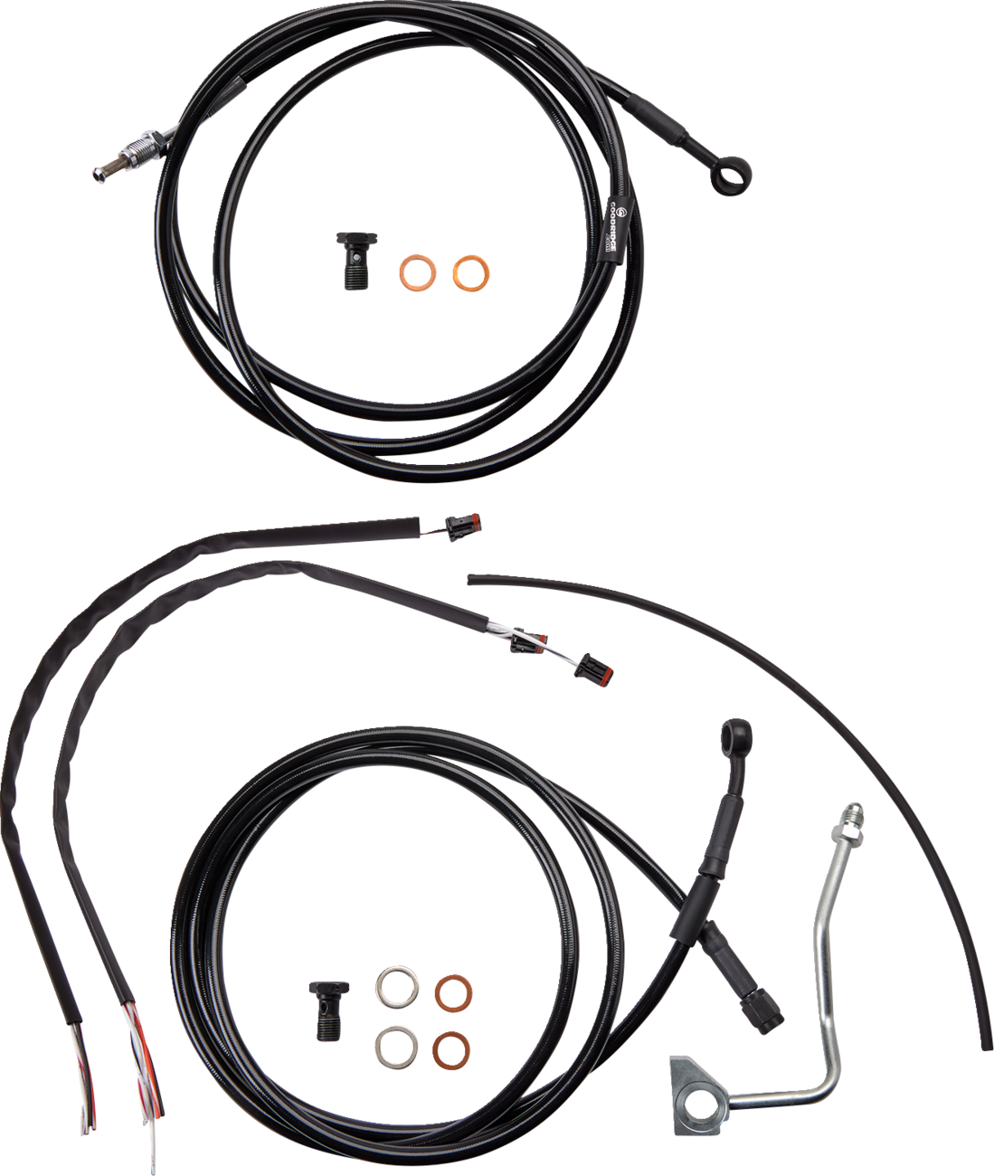 Complete Black Vinyl Handlebar Cable/Line Kit for Ape Hanger Handlebars - 13" - ABS