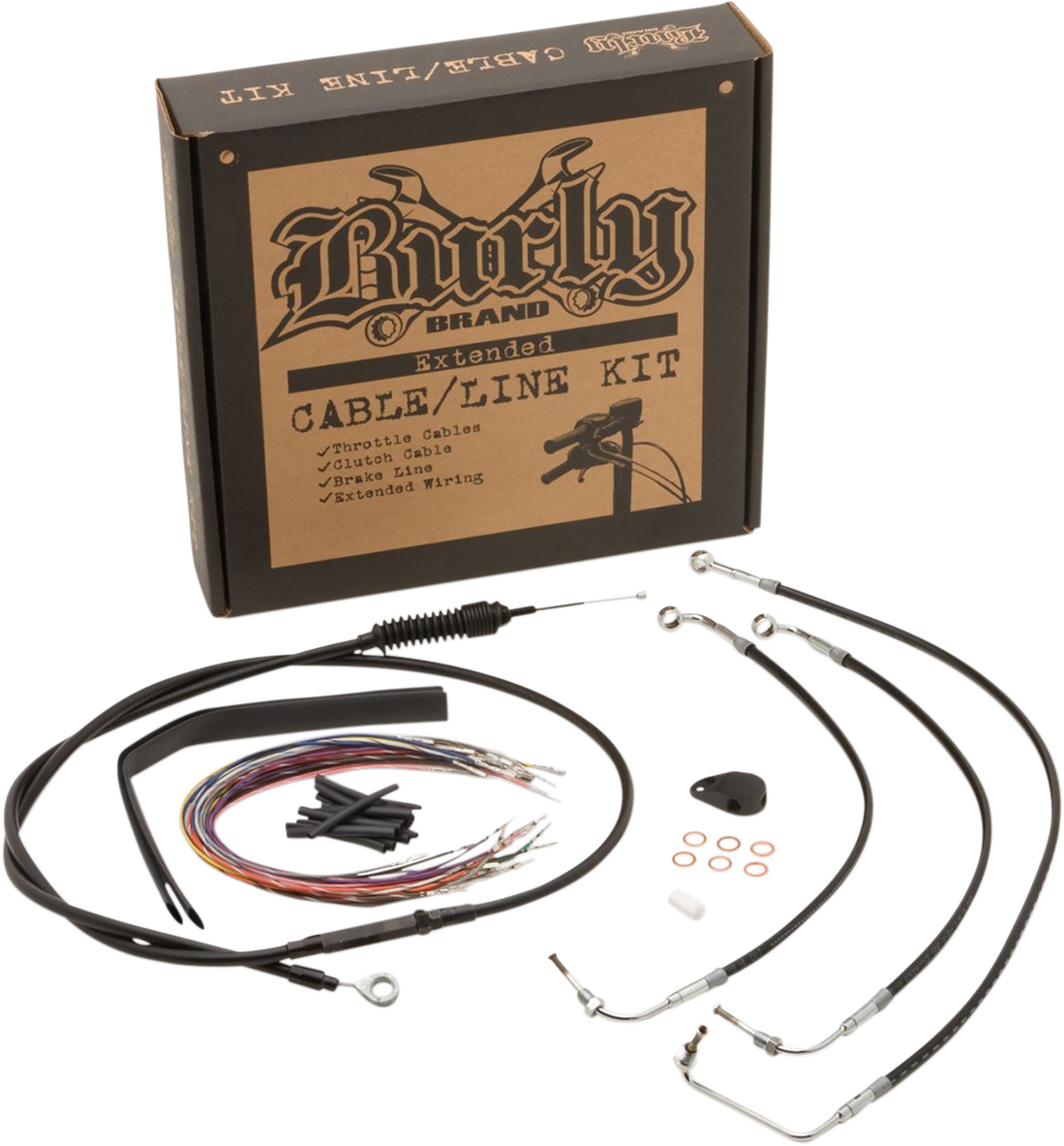 Complete Black Vinyl Handlebar Cable/Line Kit for Ape Hanger Handlebars - 13" - ABS - Image 2
