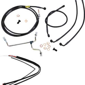 Complete Black Vinyl Handlebar Cable/Line Kit for Ape Hanger Handlebars - 13"