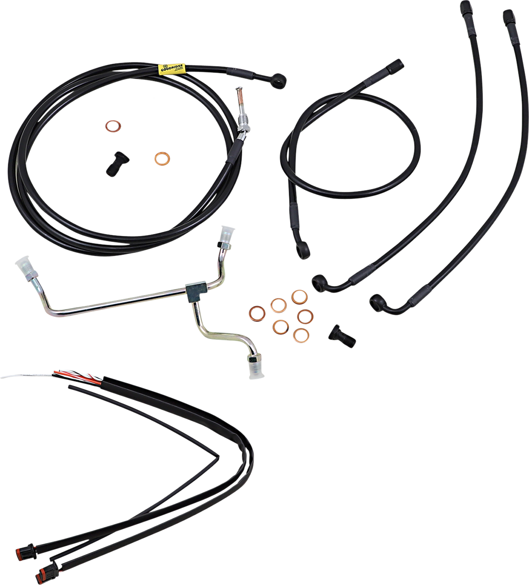 Complete Black Vinyl Handlebar Cable/Line Kit for Ape Hanger Handlebars - 13"