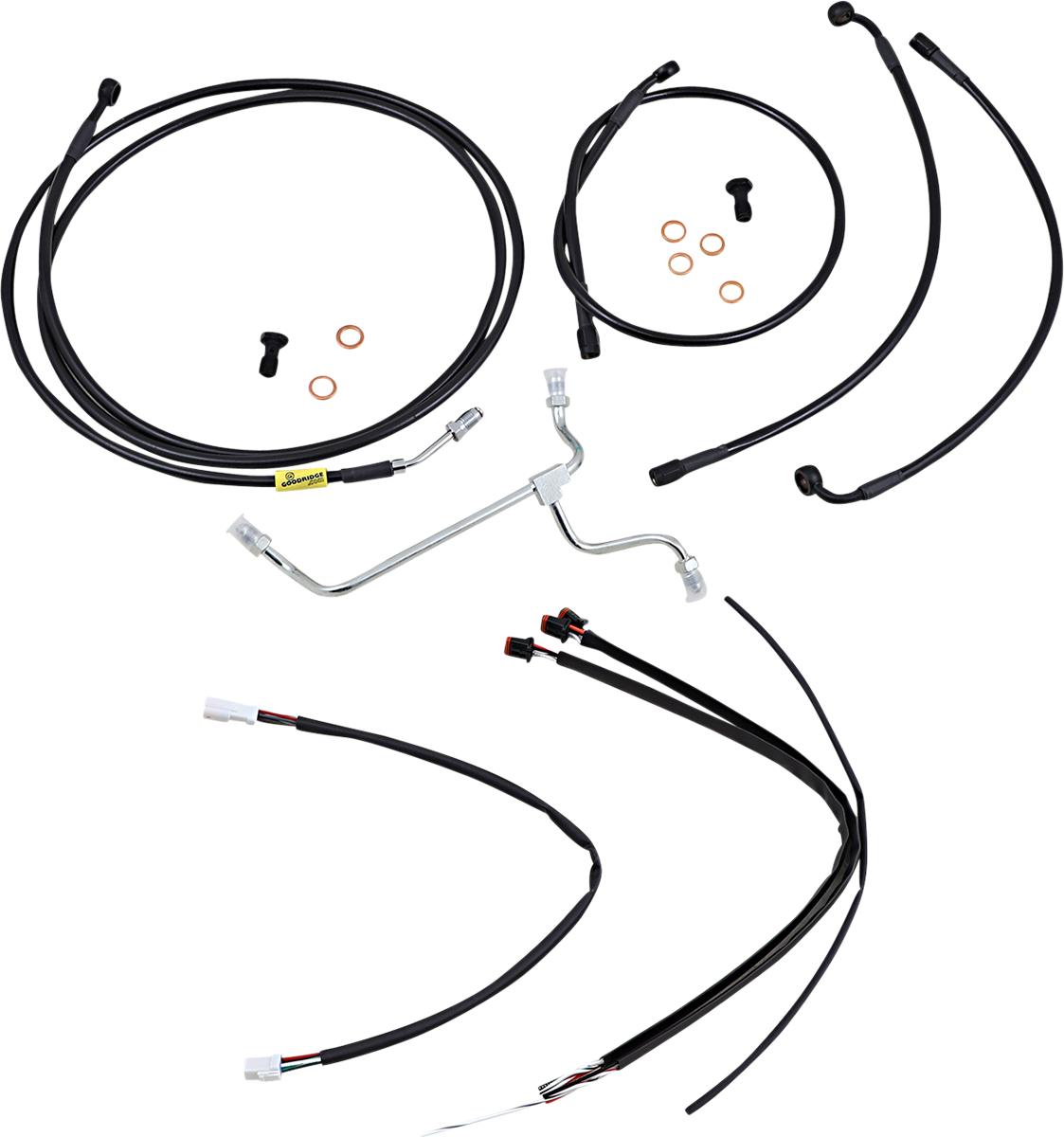 Complete Black Vinyl Handlebar Cable/Line Kit for Ape Hanger Handlebars - 15" - Image 2