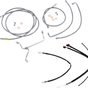 Handlebar Cable/Brake Line Kit - Complete - 15" Ape Hanger Handlebars - Stainless Steel