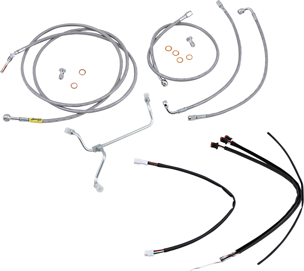 Handlebar Cable/Brake Line Kit - Complete - 15" Ape Hanger Handlebars - Stainless Steel