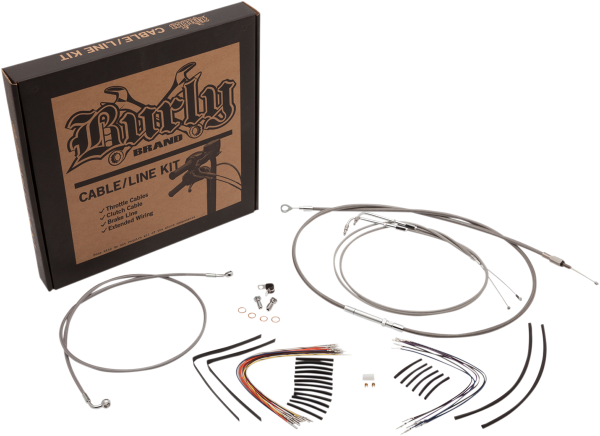 Handlebar Cable/Brake Line Kit - Complete - 15" Ape Hanger Handlebars - Stainless Steel - Image 2