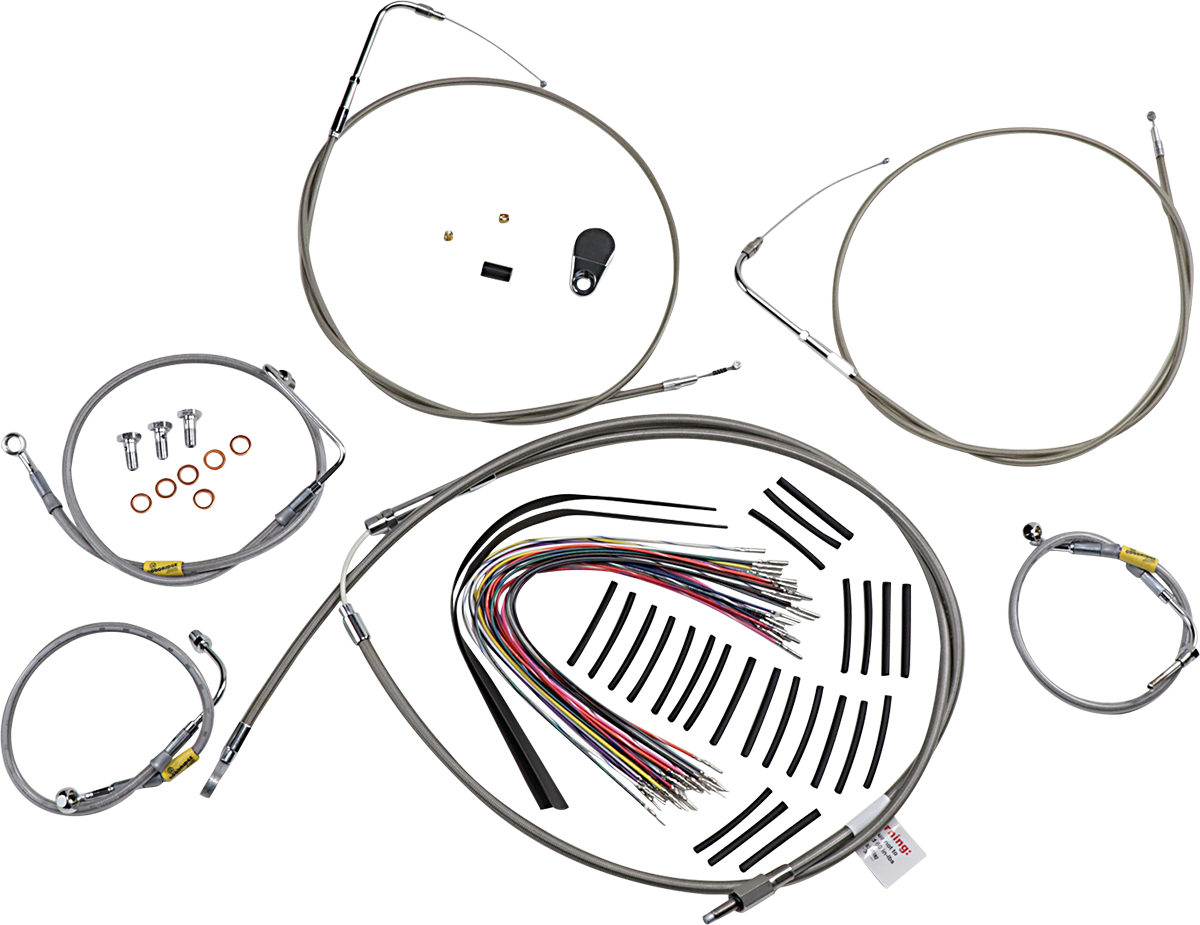 Control Kit - Early Touring Bikes - 15" Bagger Bar Handlebars - Stainless