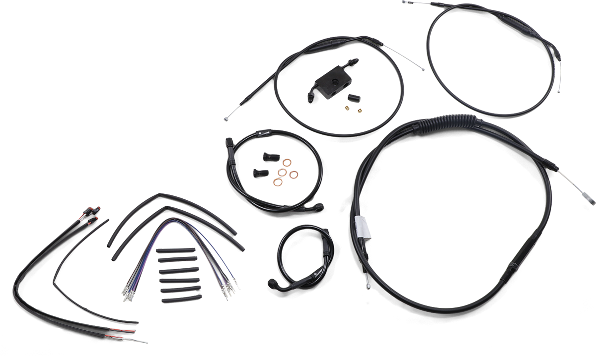 Extended Handlebar Cable and Brake Line Kit for Sportsters with ABS - 12" T-Bar Handlebars
