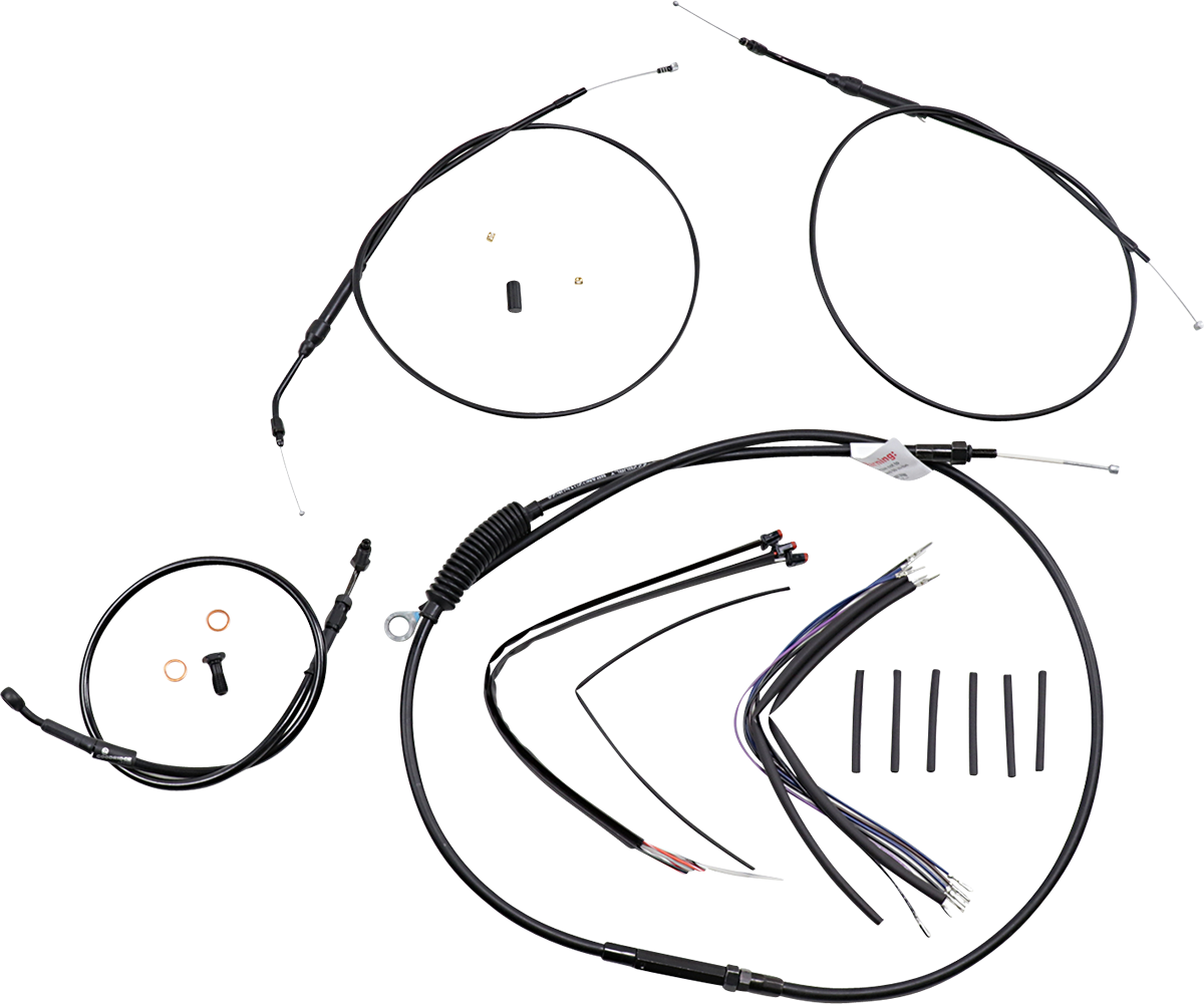 Extended Handlebar Cable and Brake Line Kit for Sportsters with ABS - 14" T-Bar Handlebars