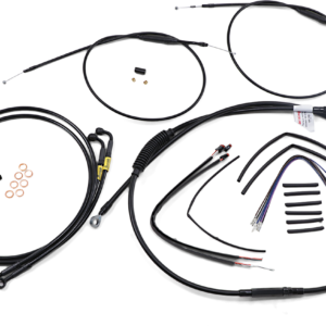 Complete Black Vinyl Handlebar Cable/Line Kit for Ape Hanger Handlebars - 12"