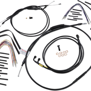 Complete Black Vinyl Handlebar Cable/Line Kit for Ape Hanger Handlebars - 12"
