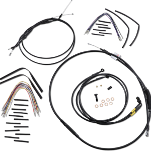 Complete Black Vinyl Handlebar Cable/Line Kit for Ape Hanger Handlebars - 16"