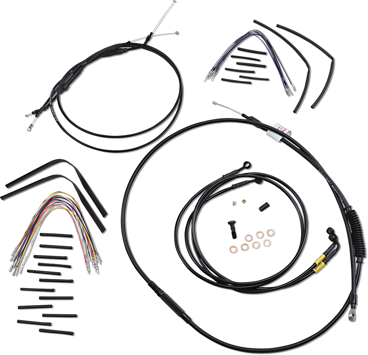 Complete Black Vinyl Handlebar Cable/Line Kit for Ape Hanger Handlebars - 16"