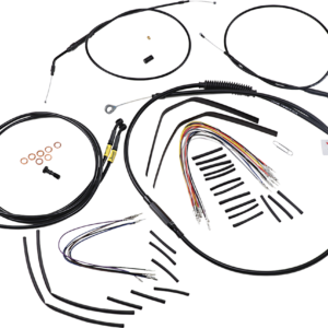 Complete Black Vinyl Handlebar Cable/Line Kit for Ape Hanger Handlebars - 12"