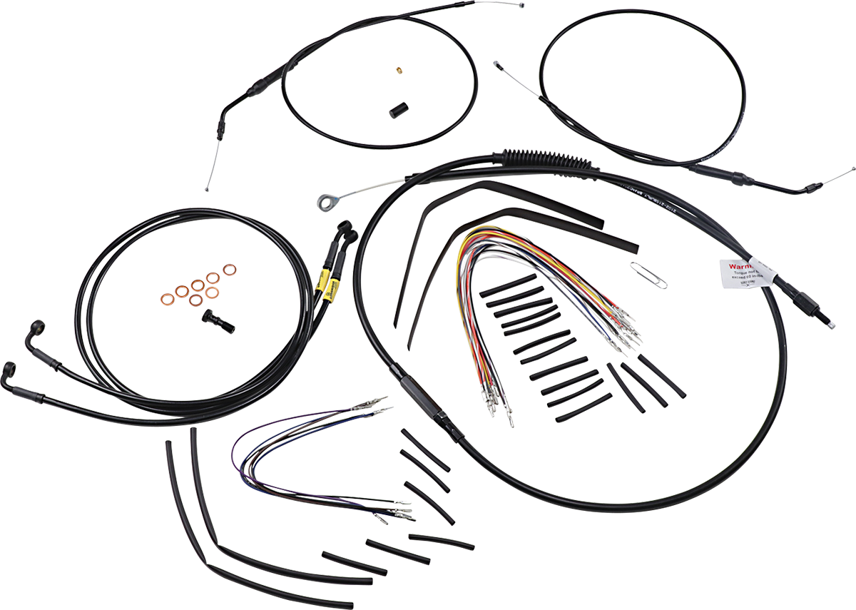 Complete Black Vinyl Handlebar Cable/Line Kit for Ape Hanger Handlebars - 12"