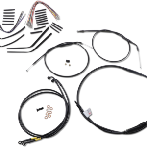 Complete Black Vinyl Handlebar Cable/Line Kit for Ape Hanger Handlebars - 14"
