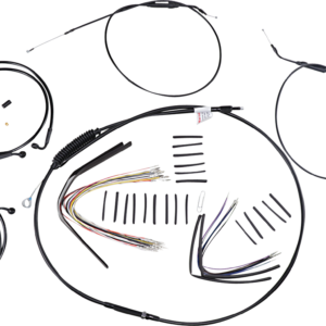 Complete Black Vinyl Handlebar Cable/Line Kit for Ape Hanger Handlebars - 16"