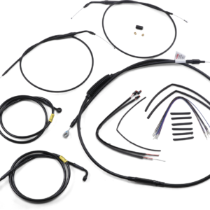 Complete Black Vinyl Handlebar Cable/Line Kit for Ape Hanger Handlebars - 14"
