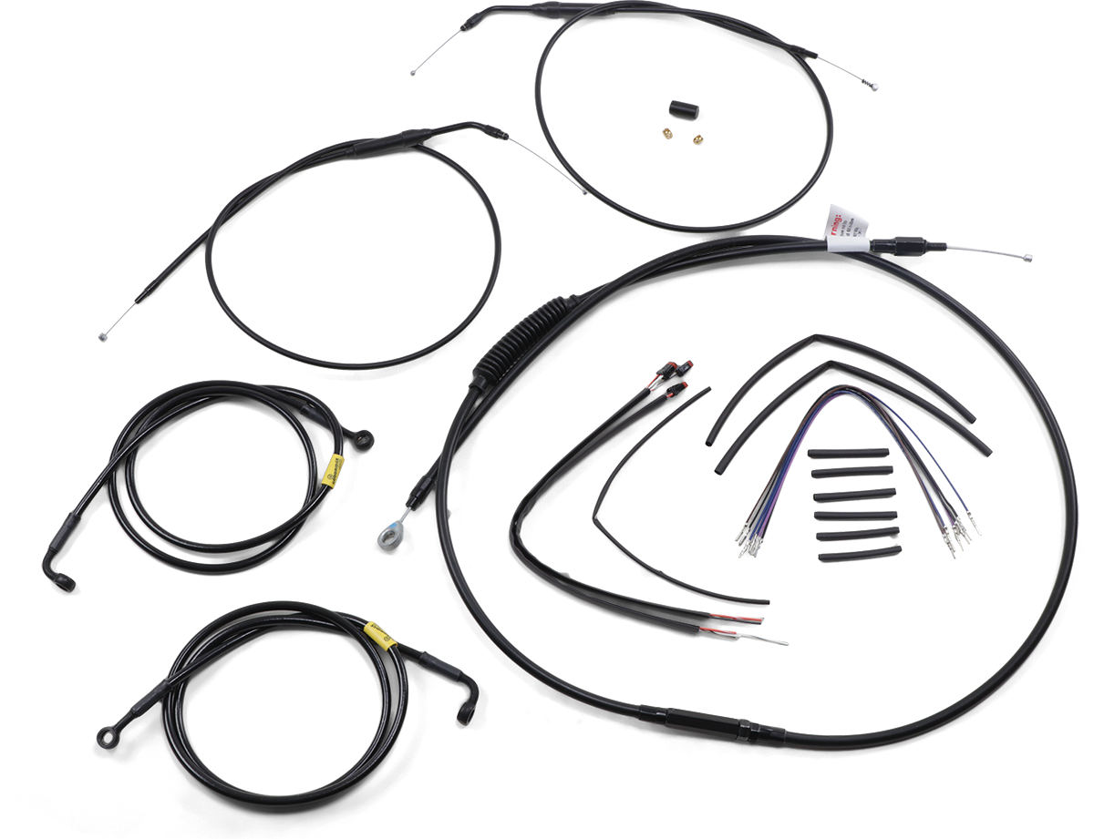 Complete Black Vinyl Handlebar Cable/Line Kit for Ape Hanger Handlebars - 14"