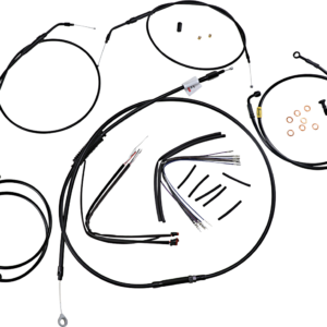 Complete Black Vinyl Handlebar Cable/Line Kit for Ape Hanger Handlebars - 16"